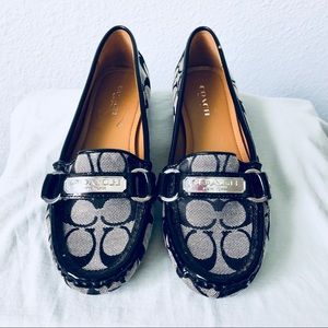 Coach signature black gray flat shoes new